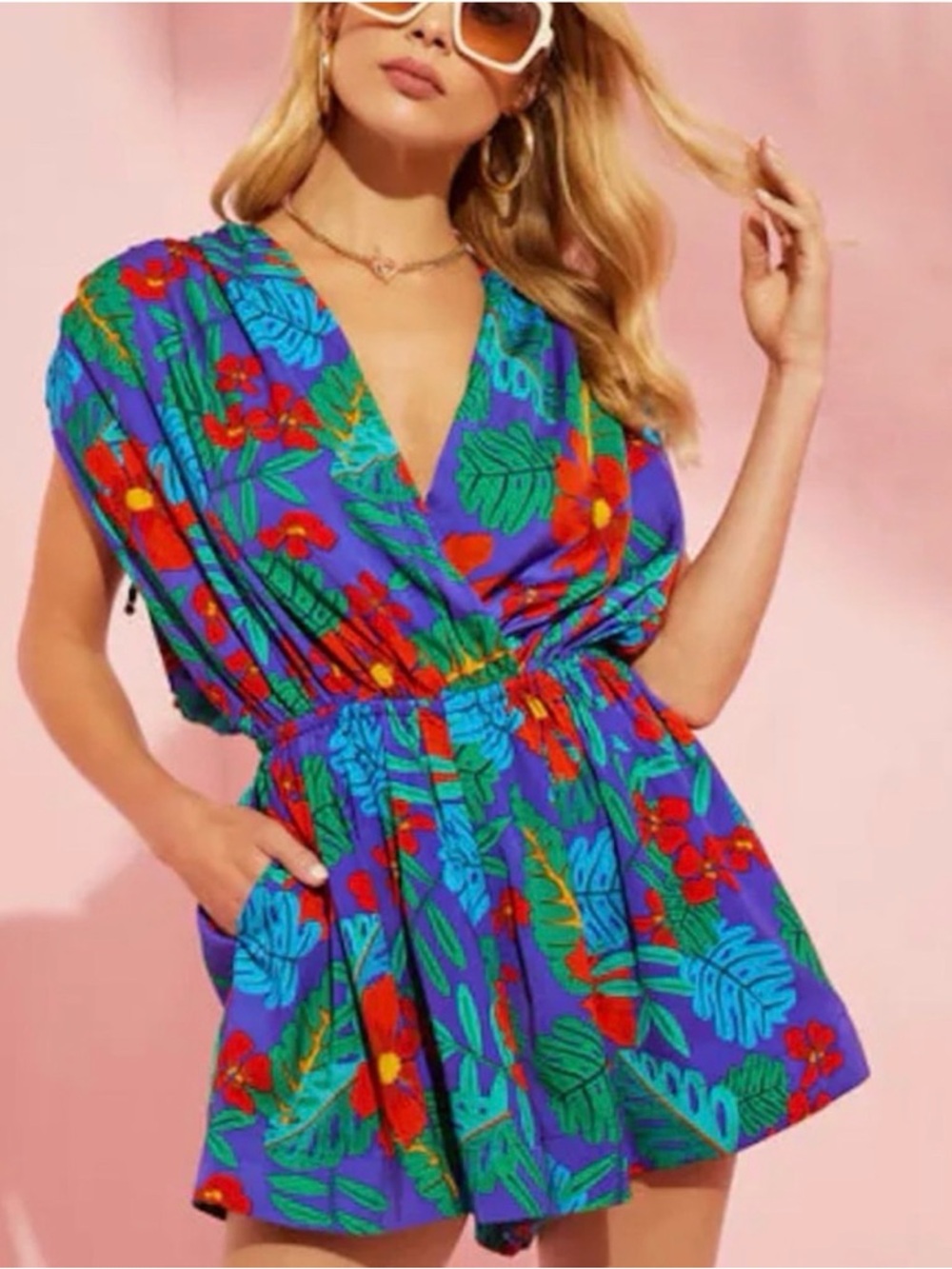 Vici Blue and Purple Printed Dress